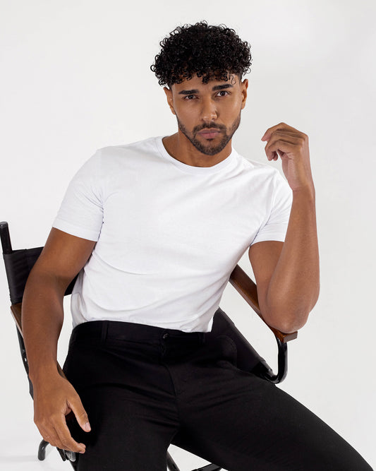 Camiseta em Algodão Ceramic Gola C - Branca