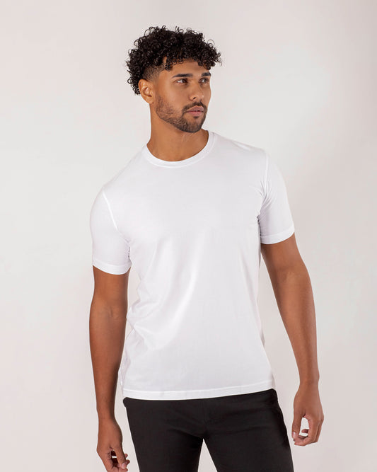 Camiseta em Algodão Egípcio Gola C - Branca
